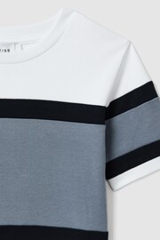 Reiss Airforce Blue Auckland Senior Cotton Colourblock Crew Neck T-Shirt - Image 4 of 4