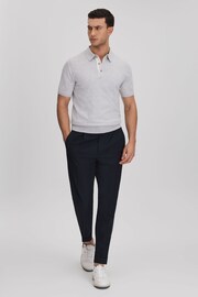 Reiss Soft Grey Finch Cotton Blend Contrast Polo Shirt - Image 3 of 6