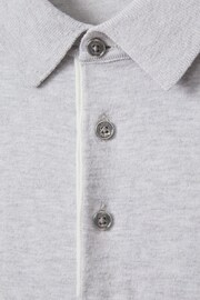 Reiss Soft Grey Finch Cotton Blend Contrast Polo Shirt - Image 6 of 6