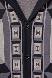 Reiss Blue Multi Beresford Knitted Cuban Collar Shirt - Image 6 of 6