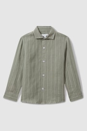 Reiss Sage Ruban Striped Linen Cutaway Collar Shirt - Image 1 of 4