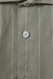 Reiss Sage Ruban Striped Linen Cutaway Collar Shirt - Image 4 of 4