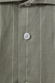 Reiss Sage Ruban Striped Linen Cutaway Collar Shirt - Image 4 of 4