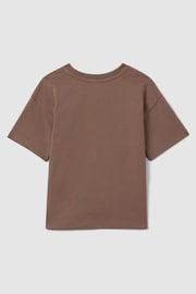 Reiss Mocha Selby Senior Oversized Cotton Crew Neck T-Shirt - Image 2 of 3