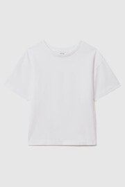 Reiss White Selby Junior Oversized Cotton Crew Neck T-Shirt - Image 2 of 6