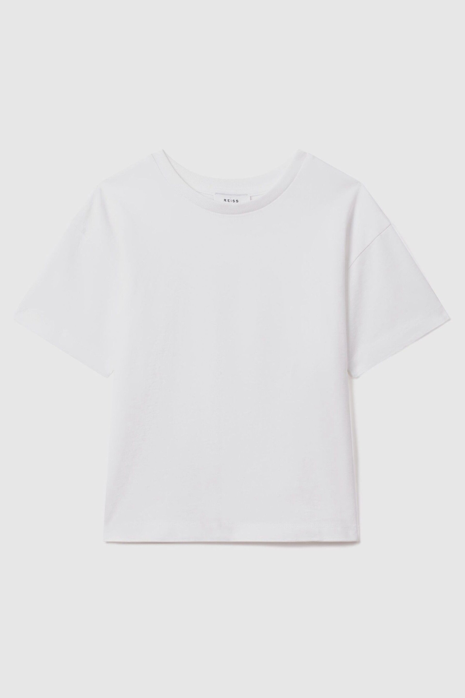 Reiss White Selby Junior Oversized Cotton Crew Neck T-Shirt - Image 2 of 6