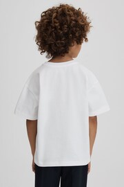 Reiss White Selby Junior Oversized Cotton Crew Neck T-Shirt - Image 5 of 6