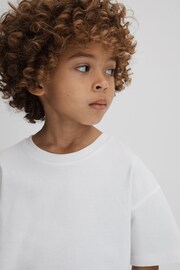 Reiss White Selby Senior Oversized Cotton Crew Neck T-Shirt - Image 4 of 6