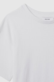 Reiss White Selby Senior Oversized Cotton Crew Neck T-Shirt - Image 6 of 6