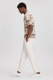 Reiss Camel Multi Beresford Knitted Cuban Collar Shirt - Image 3 of 6