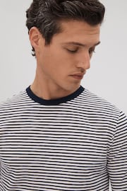 Reiss Navy/White Keats Striped Crew Neck T-Shirt - Image 1 of 6