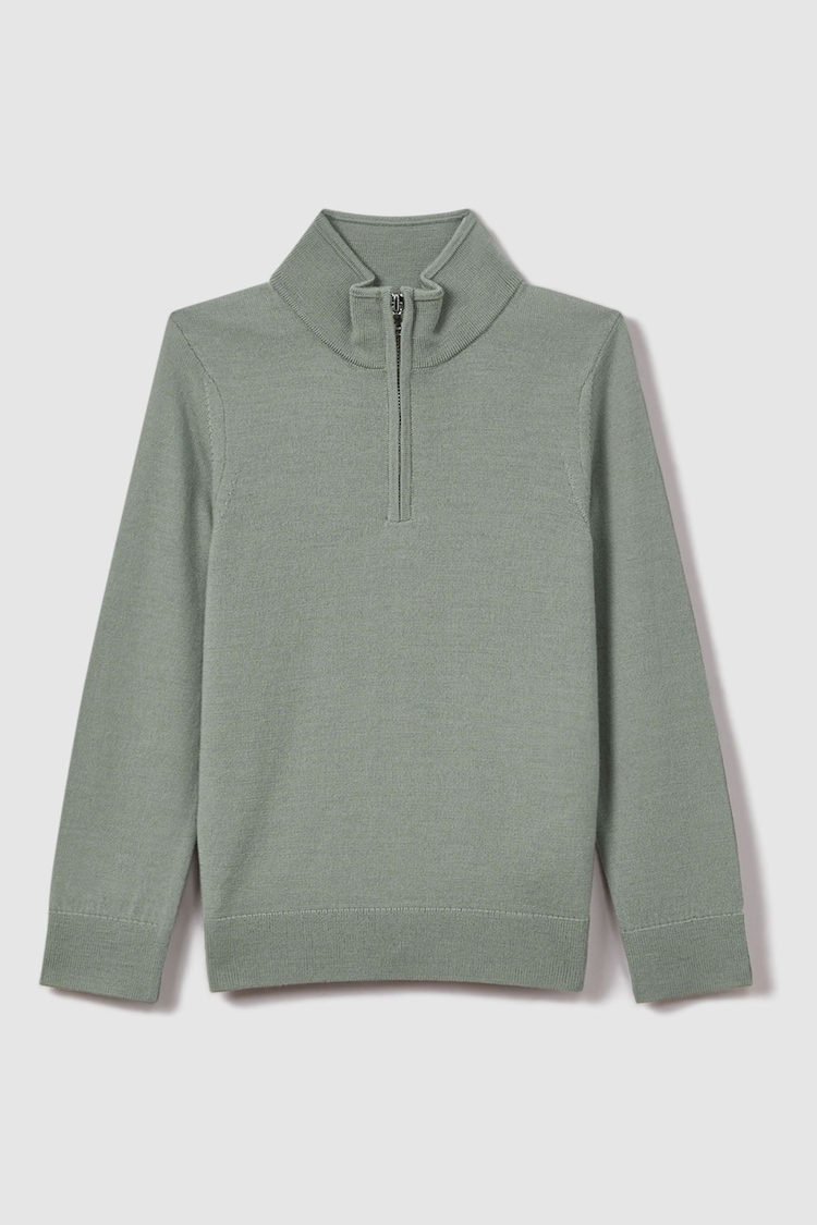 Reiss Pistachio Blackhall 3-9 yrs Wool Quarter Zip Jumper - Image 2 of 6