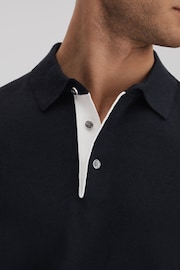 Reiss Navy Finch Cotton Blend Contrast Polo Shirt - Image 4 of 6