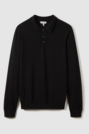 Reiss Black Trafford Merino Wool Polo Shirt - Image 2 of 7