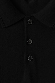 Reiss Black Trafford Merino Wool Polo Shirt - Image 6 of 7