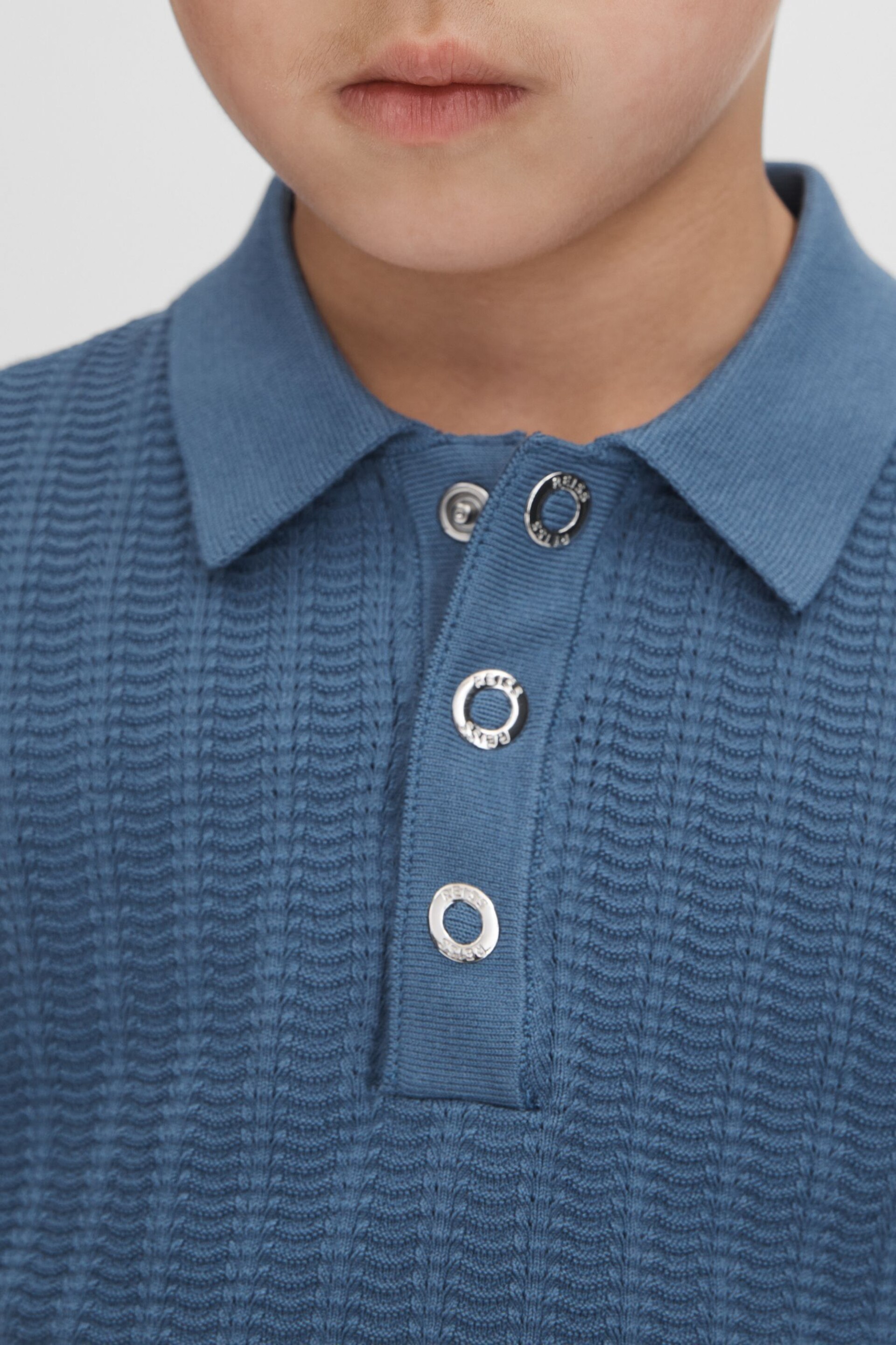 Reiss Cornflower Blue Pascoe Senior Textured Modal Blend Polo Shirt - Image 4 of 6