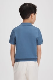 Reiss Cornflower Blue Pascoe Senior Textured Modal Blend Polo Shirt - Image 5 of 6