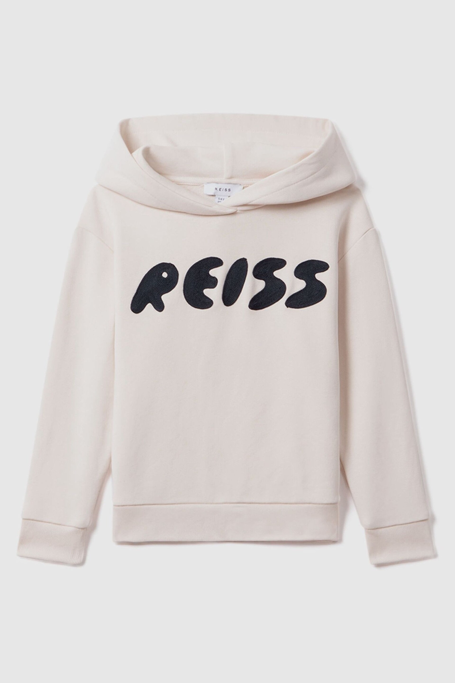 Reiss Ecru Adel Junior Oversized Cotton Motif Hoodie - Image 2 of 6