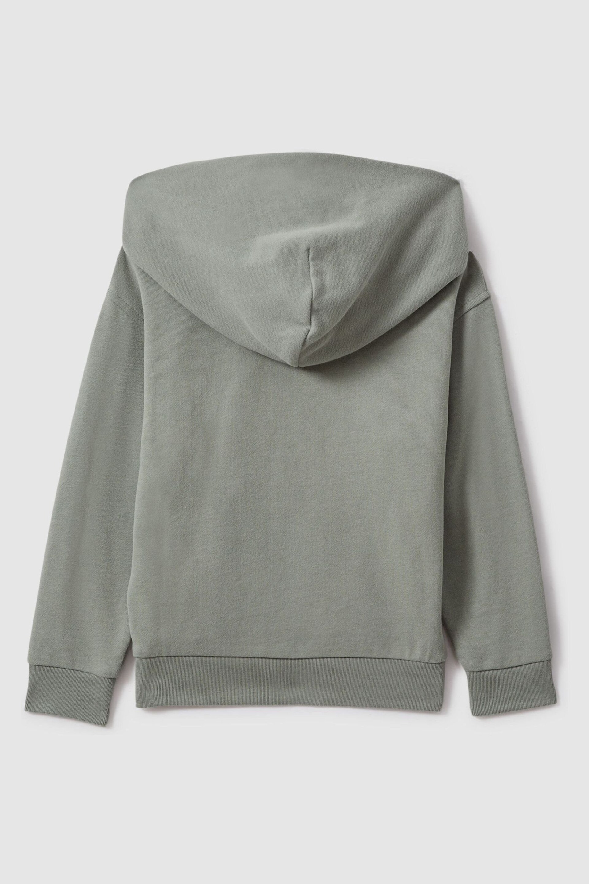 Reiss Pistachio Cade Junior Cotton Motif Hoodie - Image 2 of 3