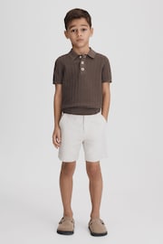 Reiss Pecan Brown Pascoe Senior Textured Modal Blend Polo Shirt - Image 4 of 7