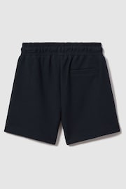Reiss Navy Hester Junior Textured Cotton Drawstring Shorts - Image 2 of 3