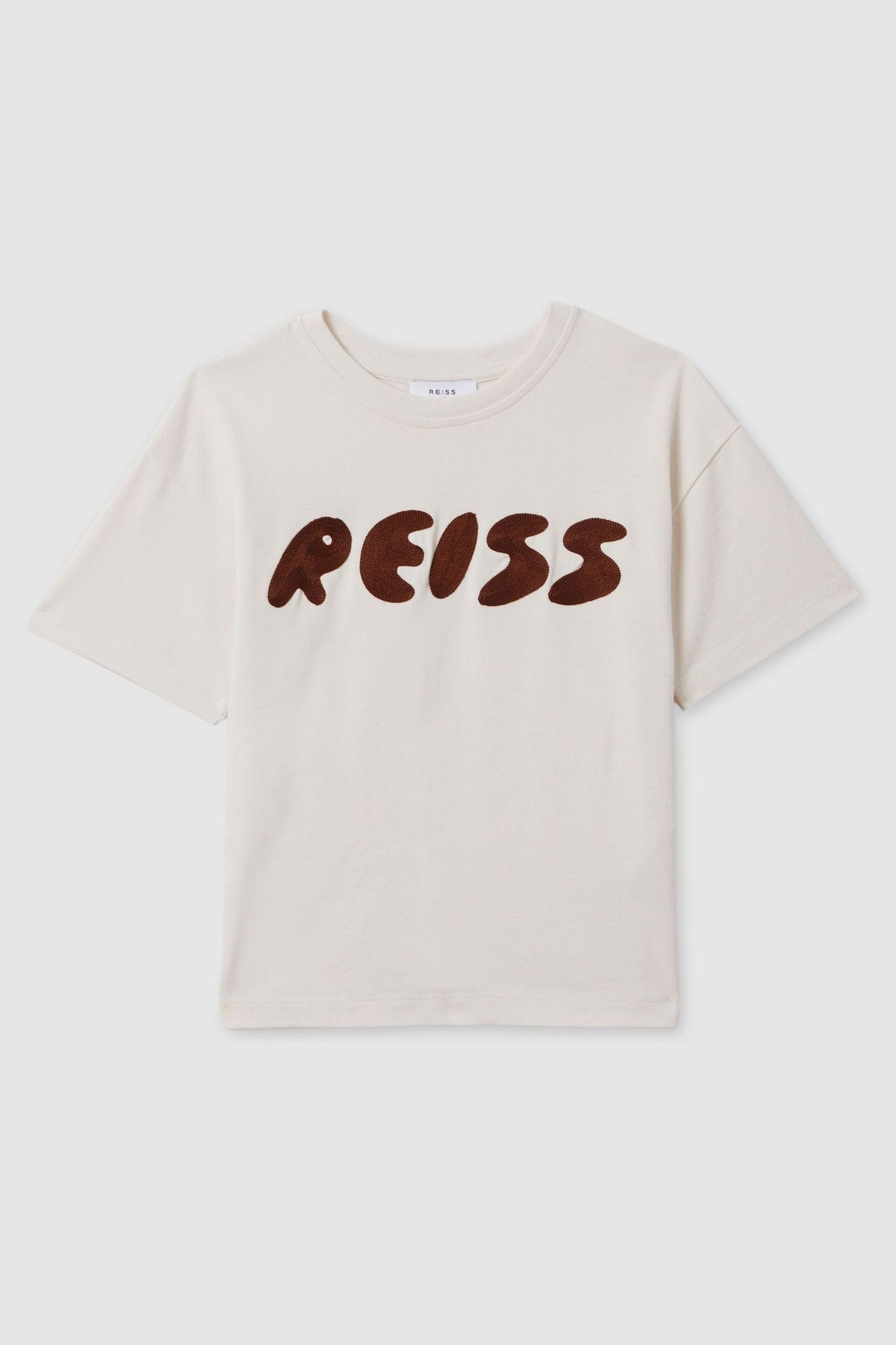 Reiss Ecru Sands Senior Cotton Crew Neck Motif T-Shirt - Image 2 of 6