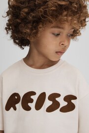 Reiss Ecru Sands Senior Cotton Crew Neck Motif T-Shirt - Image 4 of 6