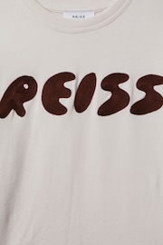Reiss Ecru Sands Senior Cotton Crew Neck Motif T-Shirt - Image 6 of 6