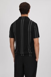 Reiss Black/Steel Grey Castle Ribbed Striped Cuban Collar Shirt - Image 5 of 6