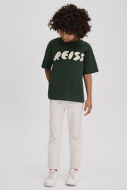 Reiss Hunting Green Sands Senior Cotton Crew Neck Motif T-Shirt - Image 3 of 4