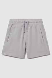 Reiss Silver Hester Senior Textured Cotton Drawstring Shorts - Image 1 of 3