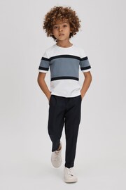 Reiss Airforce Blue Auckland Junior Cotton Colourblock Crew Neck T-Shirt - Image 1 of 4