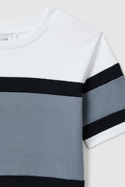 Reiss Airforce Blue Auckland Junior Cotton Colourblock Crew Neck T-Shirt - Image 4 of 4