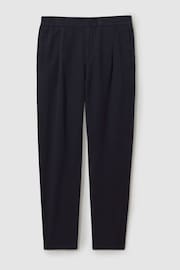 Reiss Navy Pact Relaxed Cotton/Linen Blend Elasticated Waist Trousers - Image 2 of 6