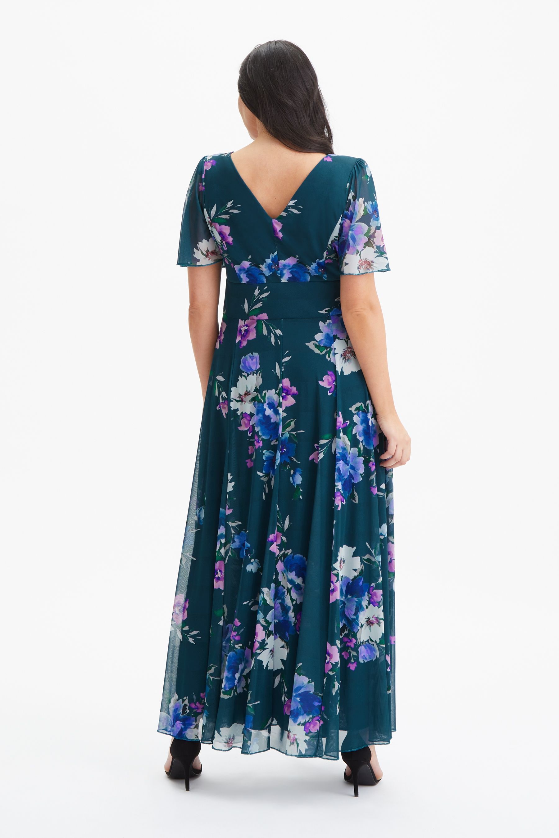 Teal maxi dress with sleeves on sale