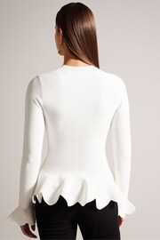 Ted Baker Cream Fitted Lillyyy Blouse With Peplum - Image 2 of 6