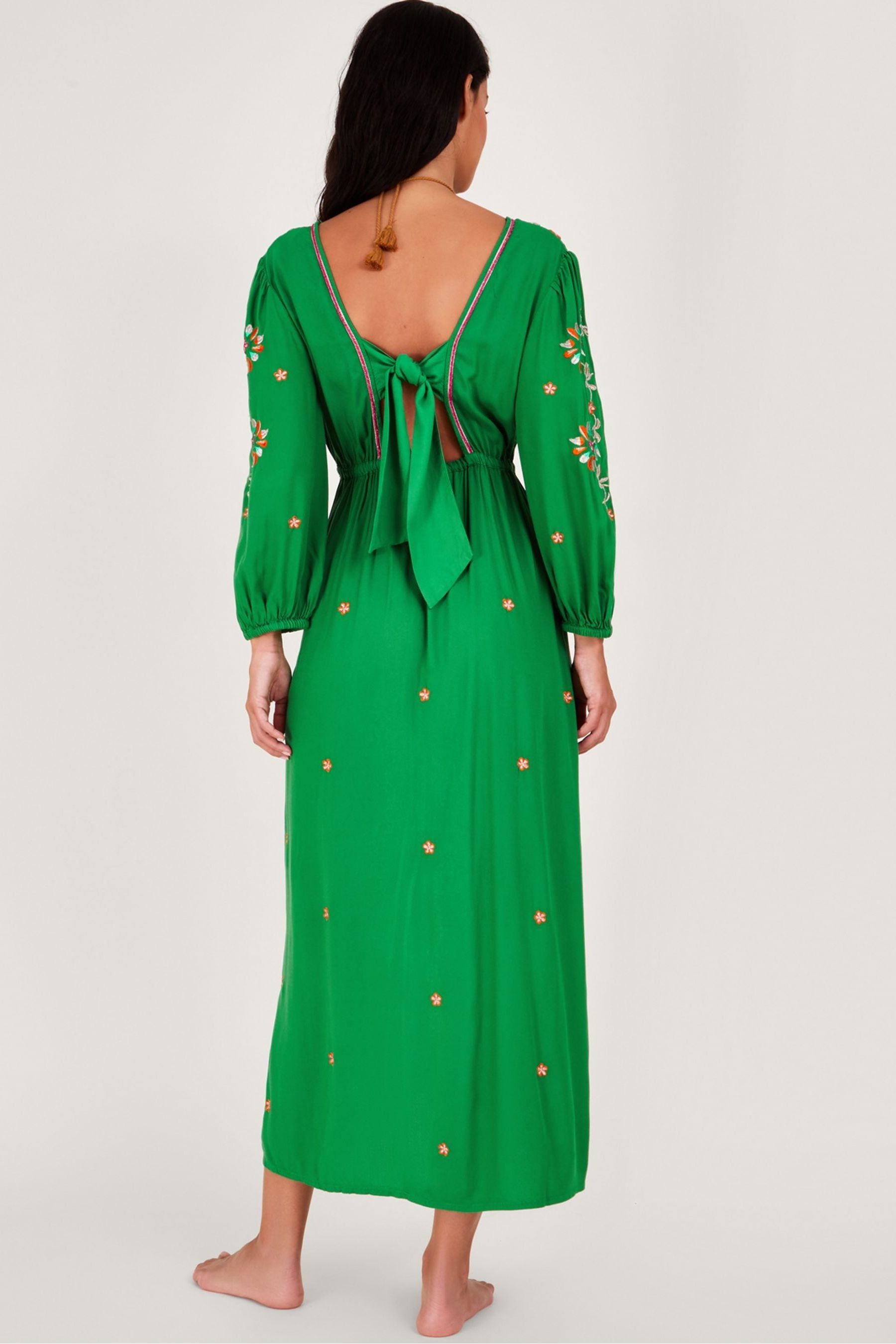 Buy Monsoon Green Embroidered Maxi Kaftan Dress from the Next UK online shop