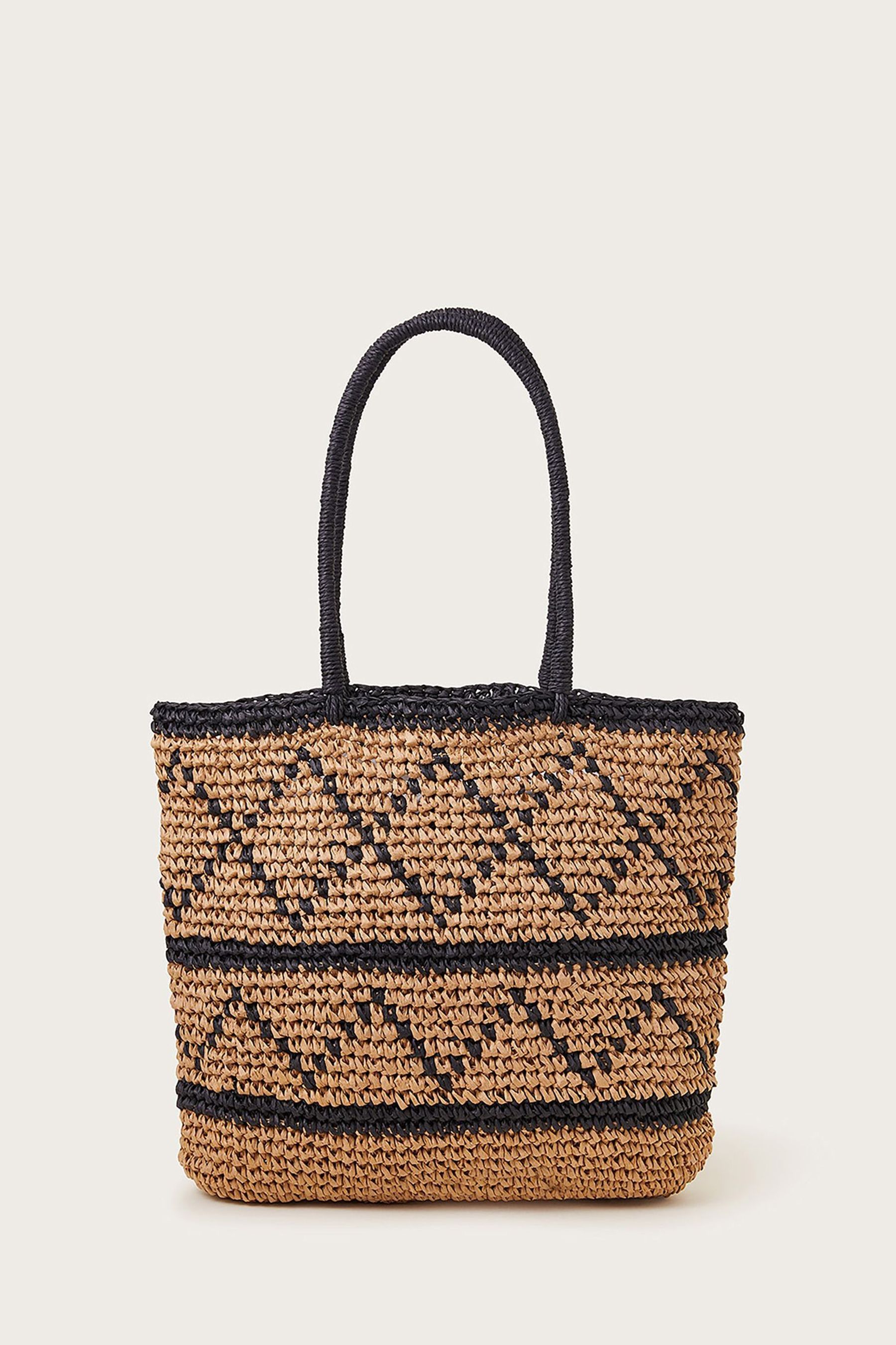 Buy Monsoon Monochrome Raffia Bag from Next Luxembourg