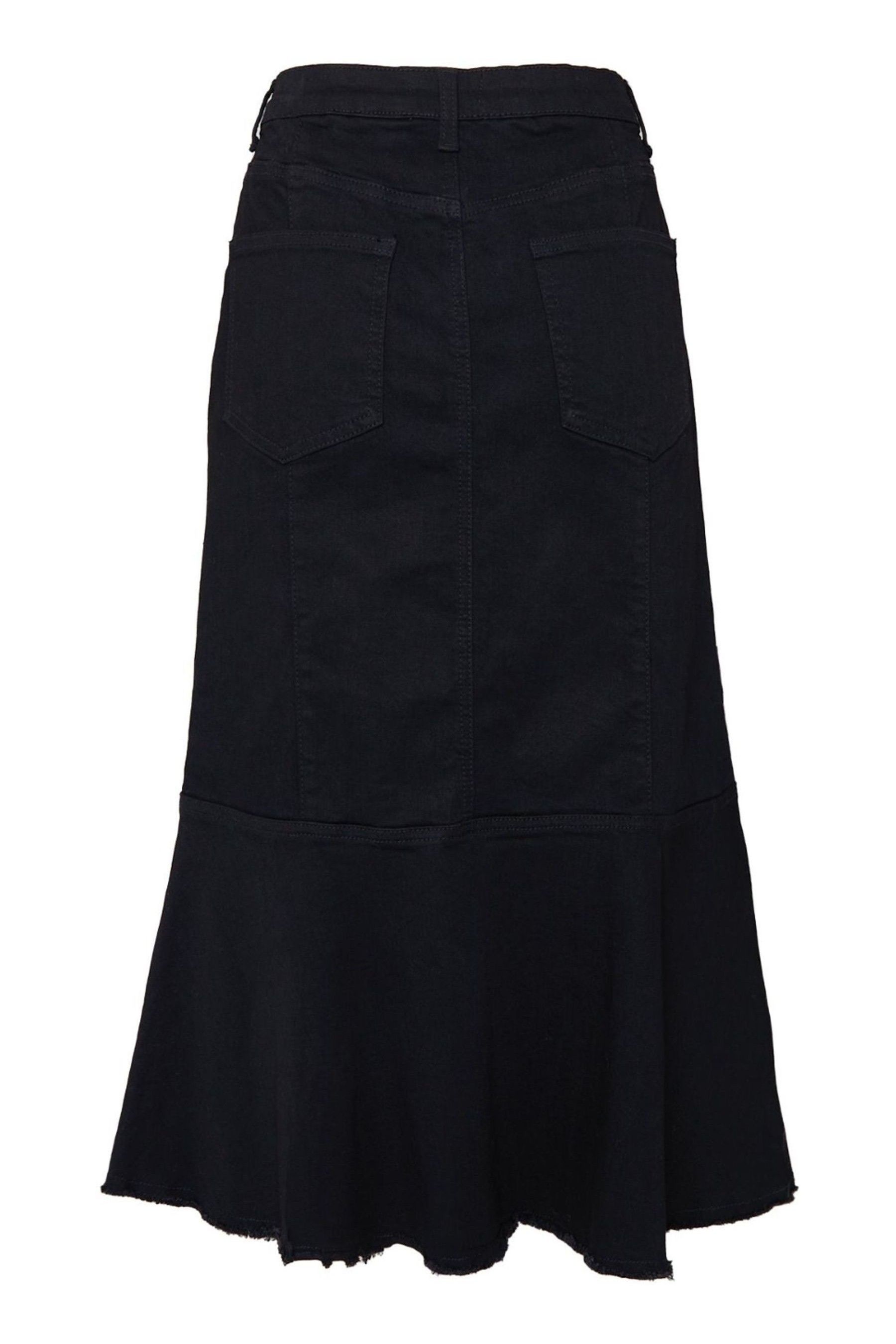 Black ruffle hem denim skirt new arrivals