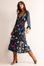 Boden Blue Hotch Floral Potch V-Neck Midi Dress - Image 1 of 6