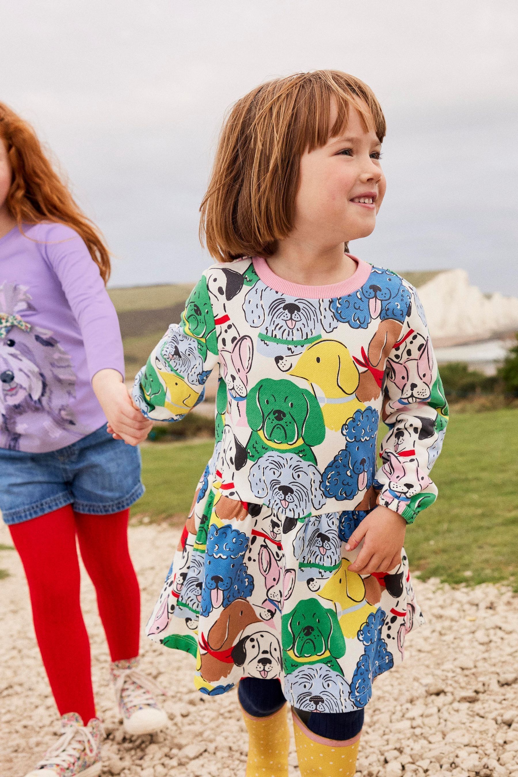 Buy Boden Pink Dog Printed Sweatshirt Dress from Next Luxembourg
