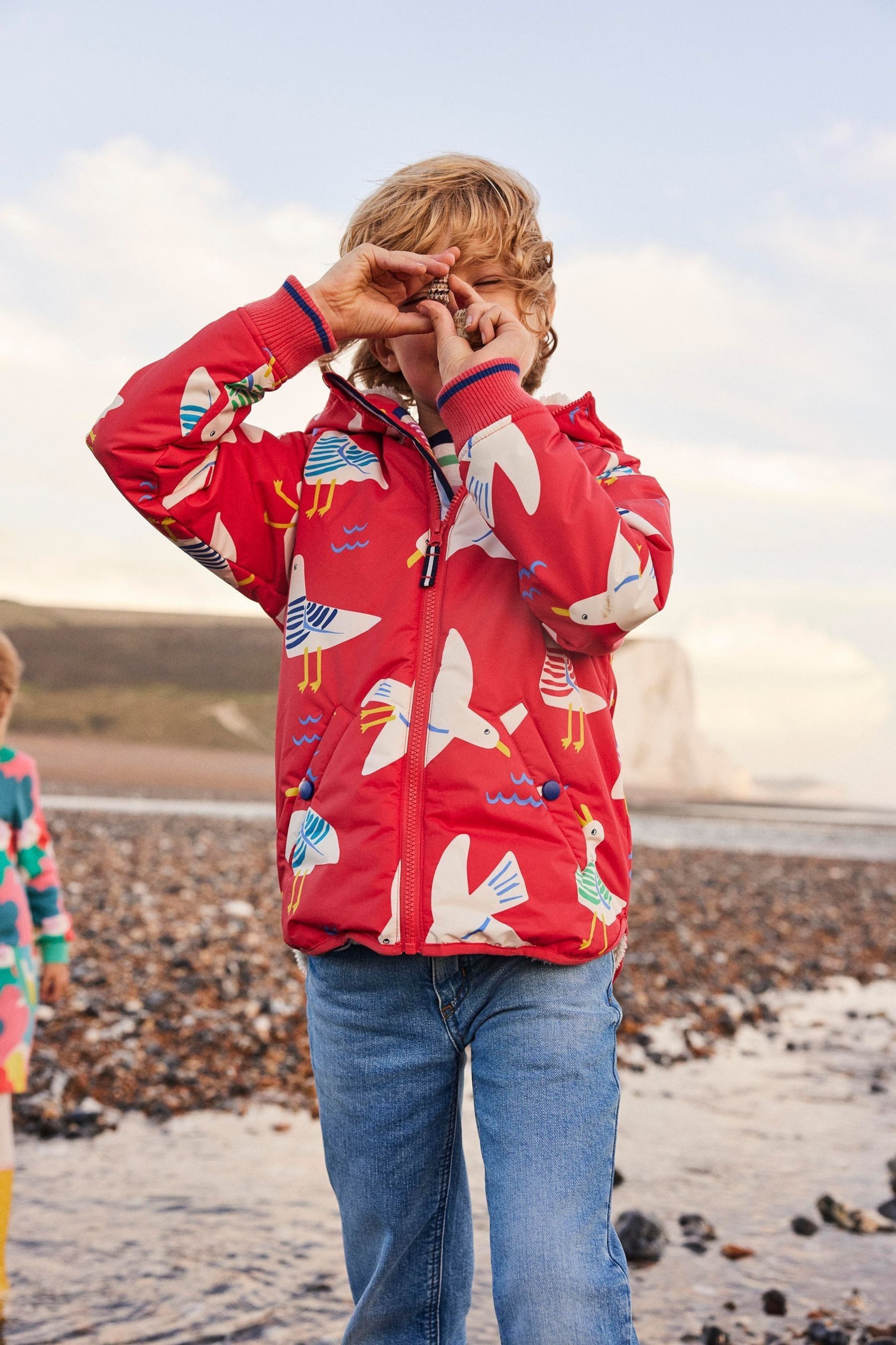 Boden Red Seagull Sherpa Lined Anorak - Image 1 of 5