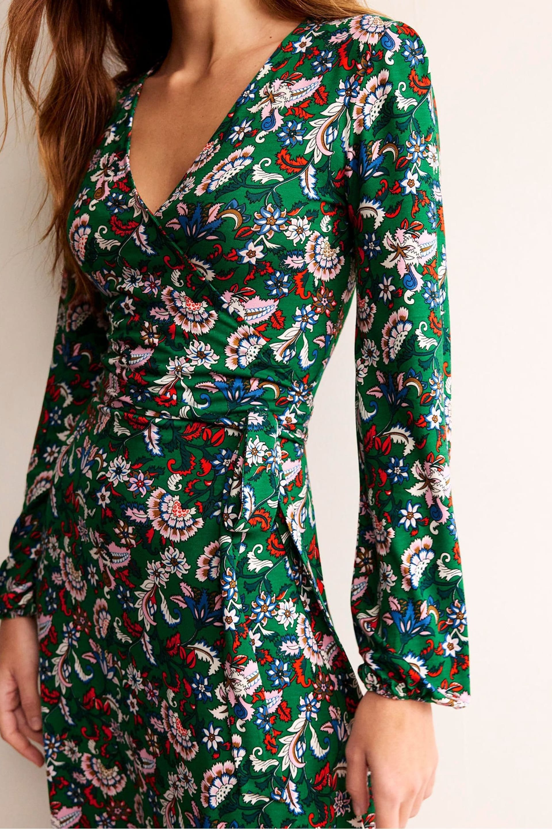 Boden Green Joanna Jersey Midi Wrap Dress - Image 3 of 5