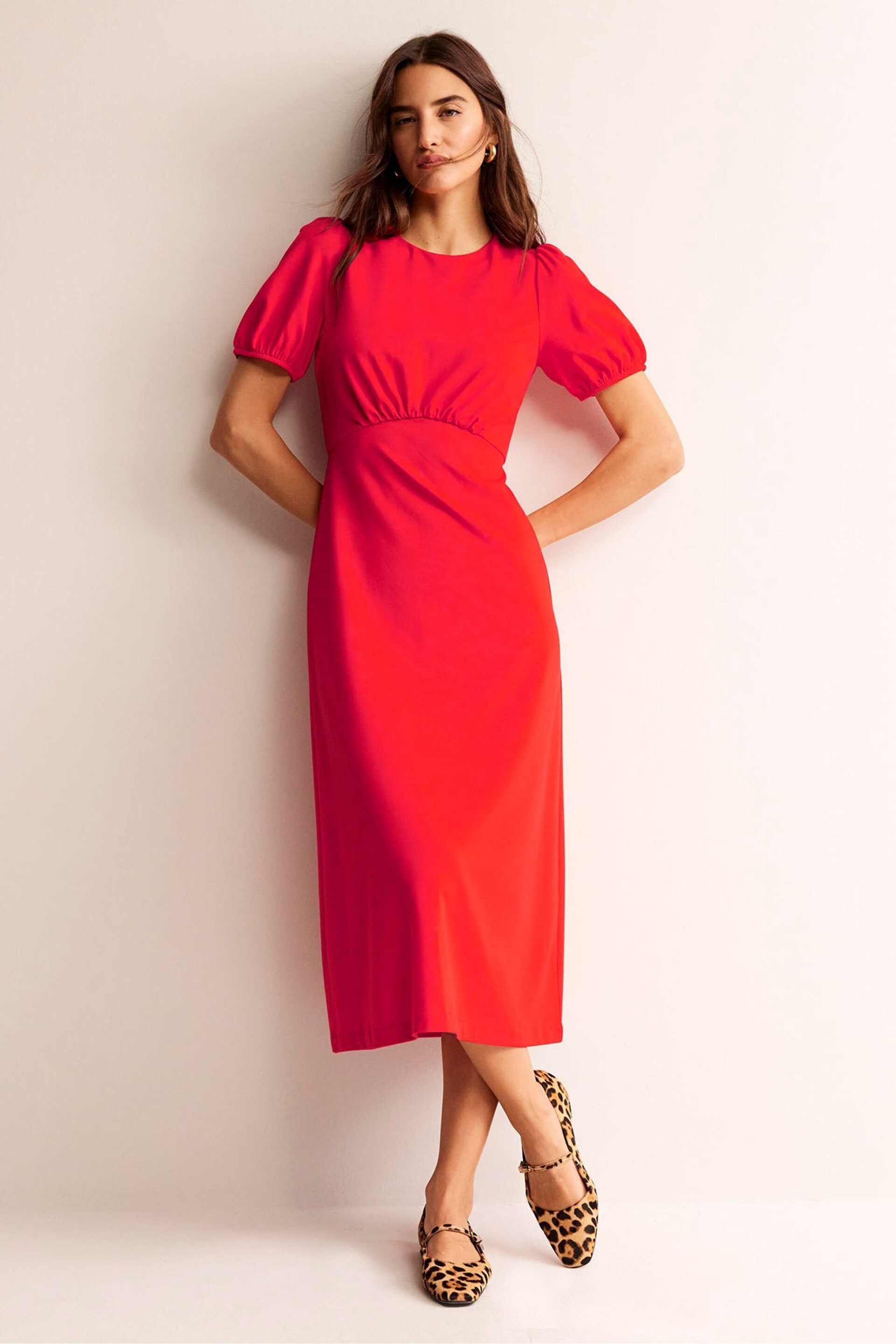 Boden Red Nancy Ponte Midi Dress - Image 1 of 5