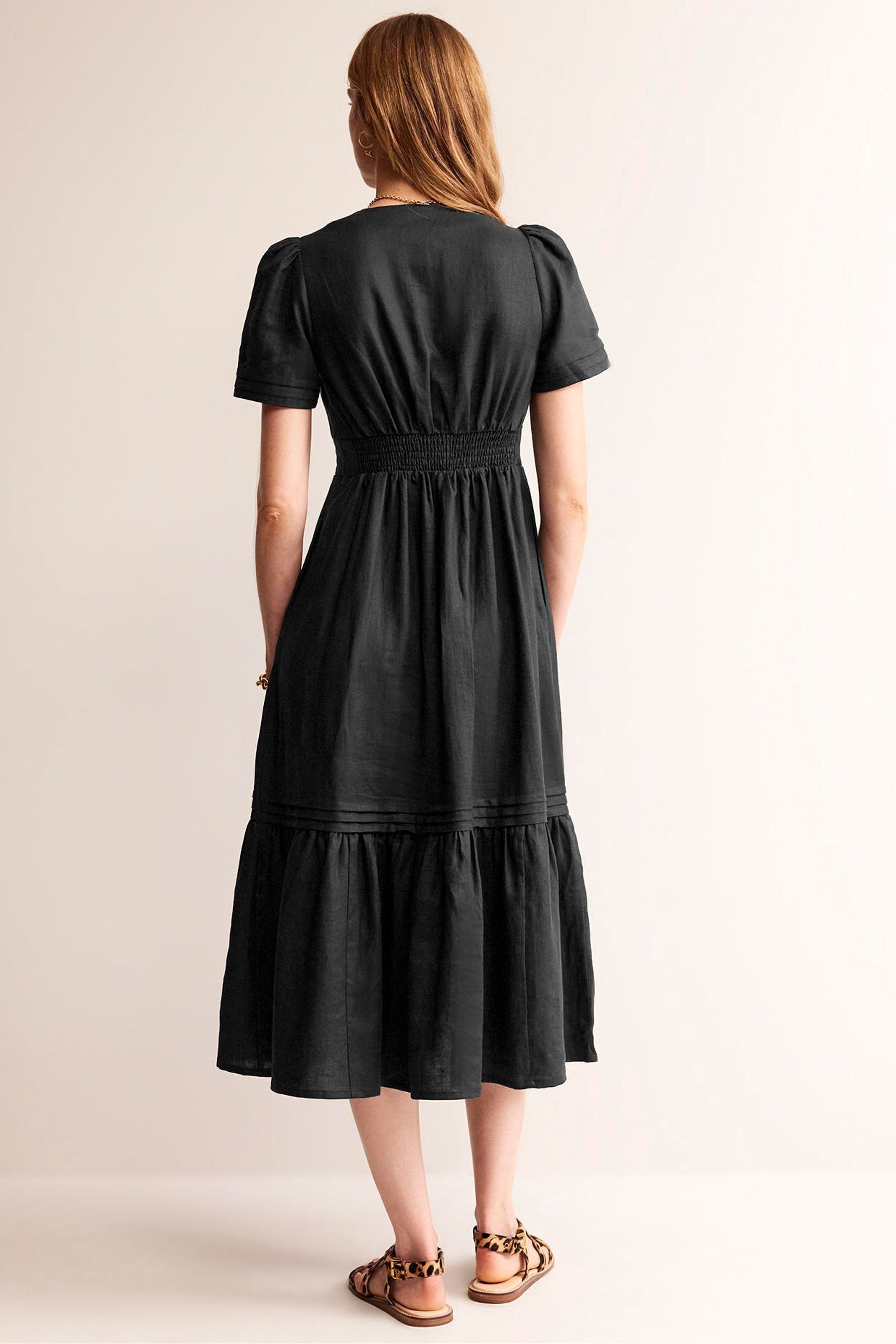 Buy Boden Black Short Sleeve 100 Linen Midi Dress from Next Canada
