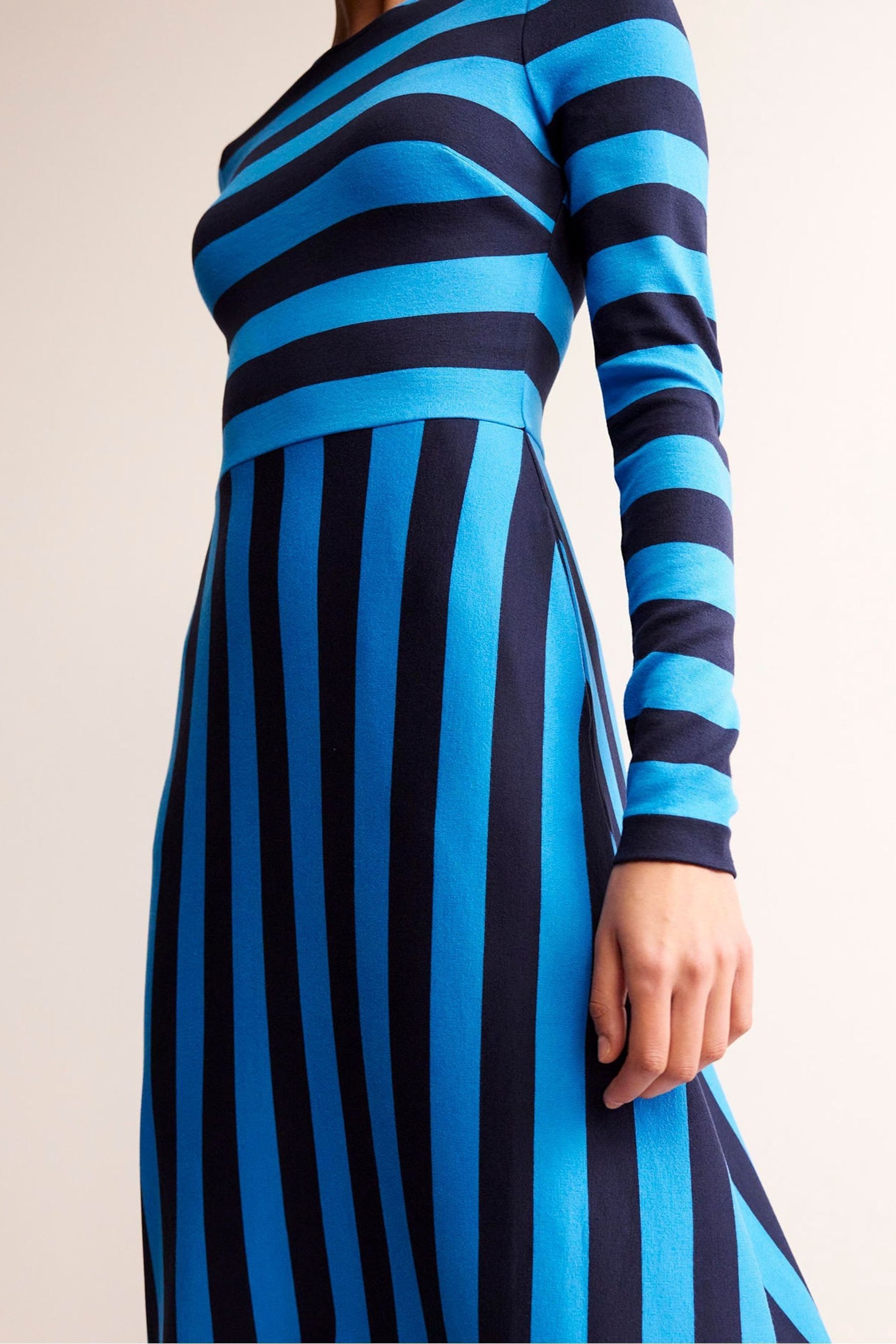 Boden Blue Stripe Jersey Midi Dress - Image 4 of 5