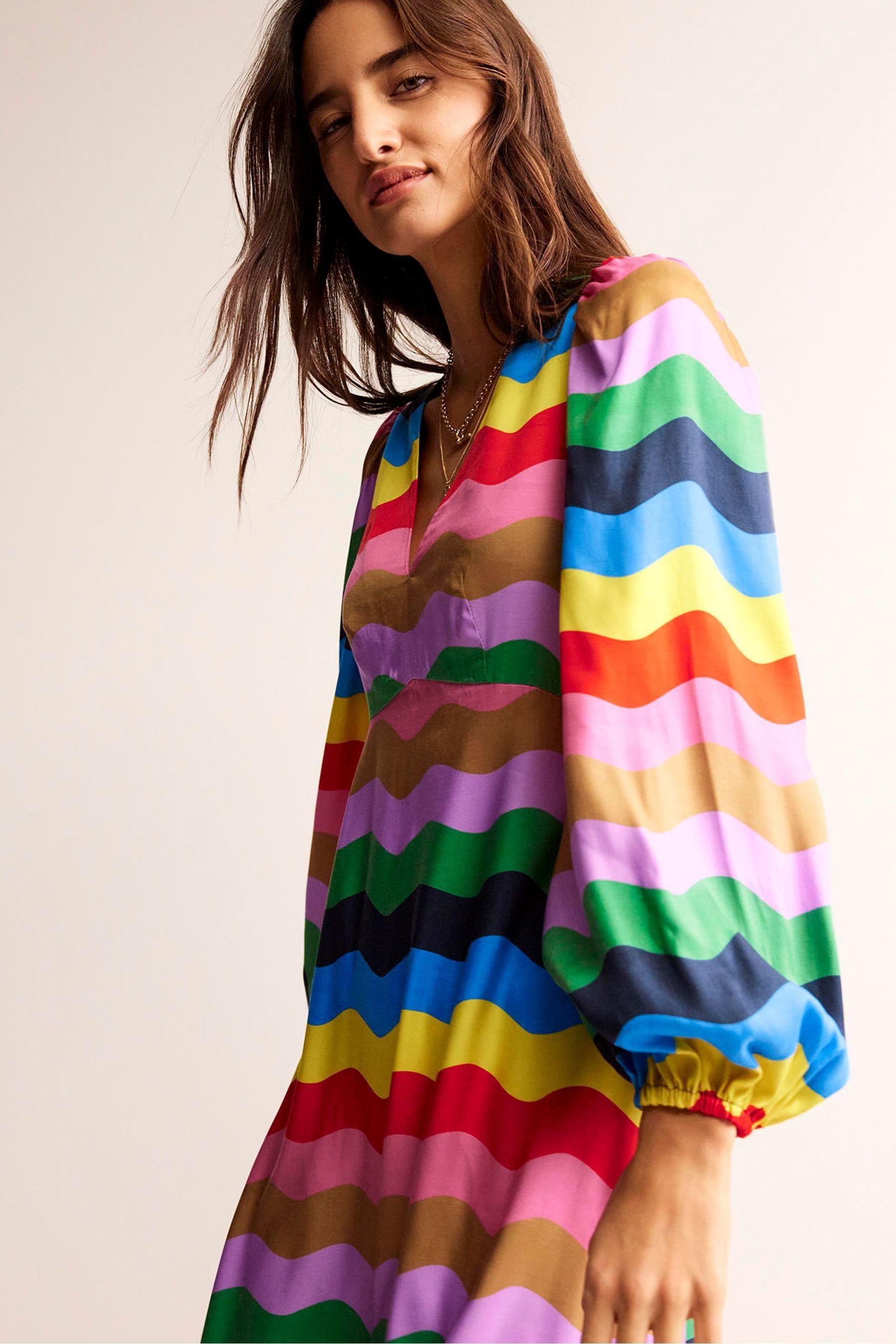 Buy Boden Pink Empire Waist Maxi Rainbow Stripe Tea Dress from Next Luxembourg
