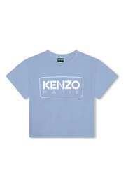 KENZO KIDS Blue Paris Logo Short Sleeved T-Shirt - Image 2 of 3