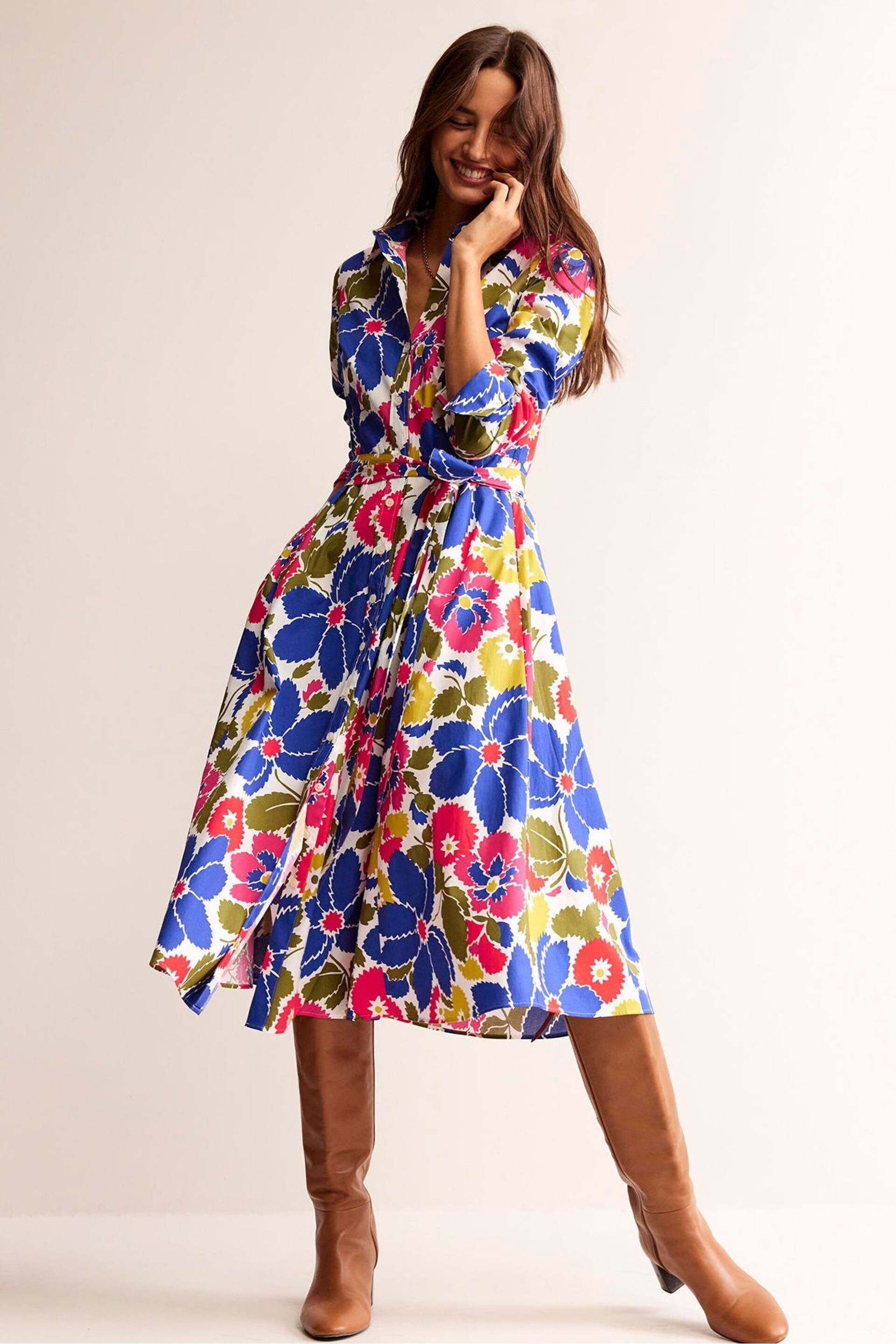 Boden Blue Amy Cotton Midi Shirt Dress - Image 4 of 5