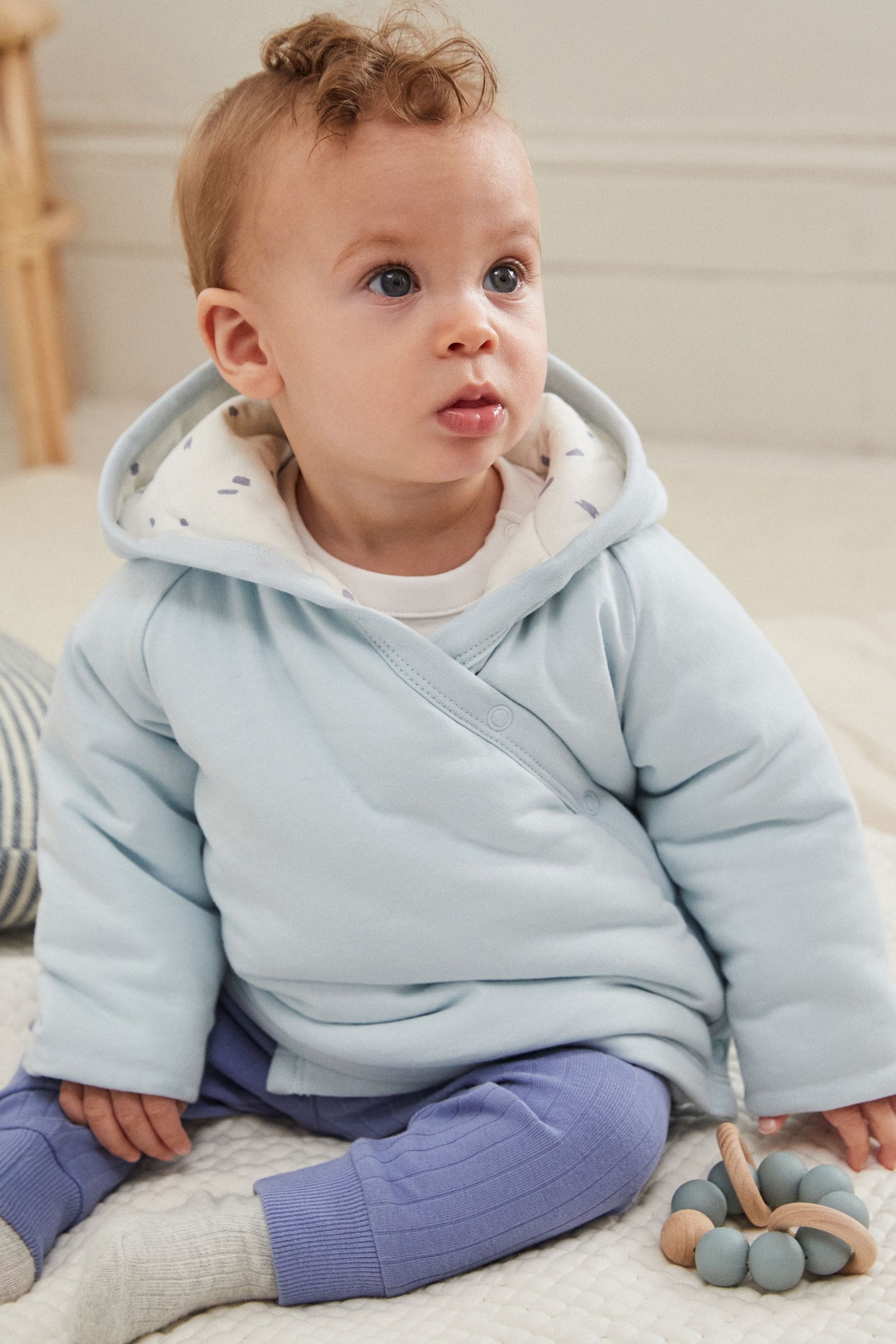 Buy Blue Hooded Cosy Jersey Wadded Baby Wrap Jacket 0 18mths from Next Australia